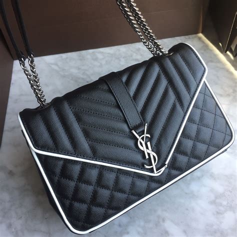 ysl black bag white trim|pre owned YSL handbags.